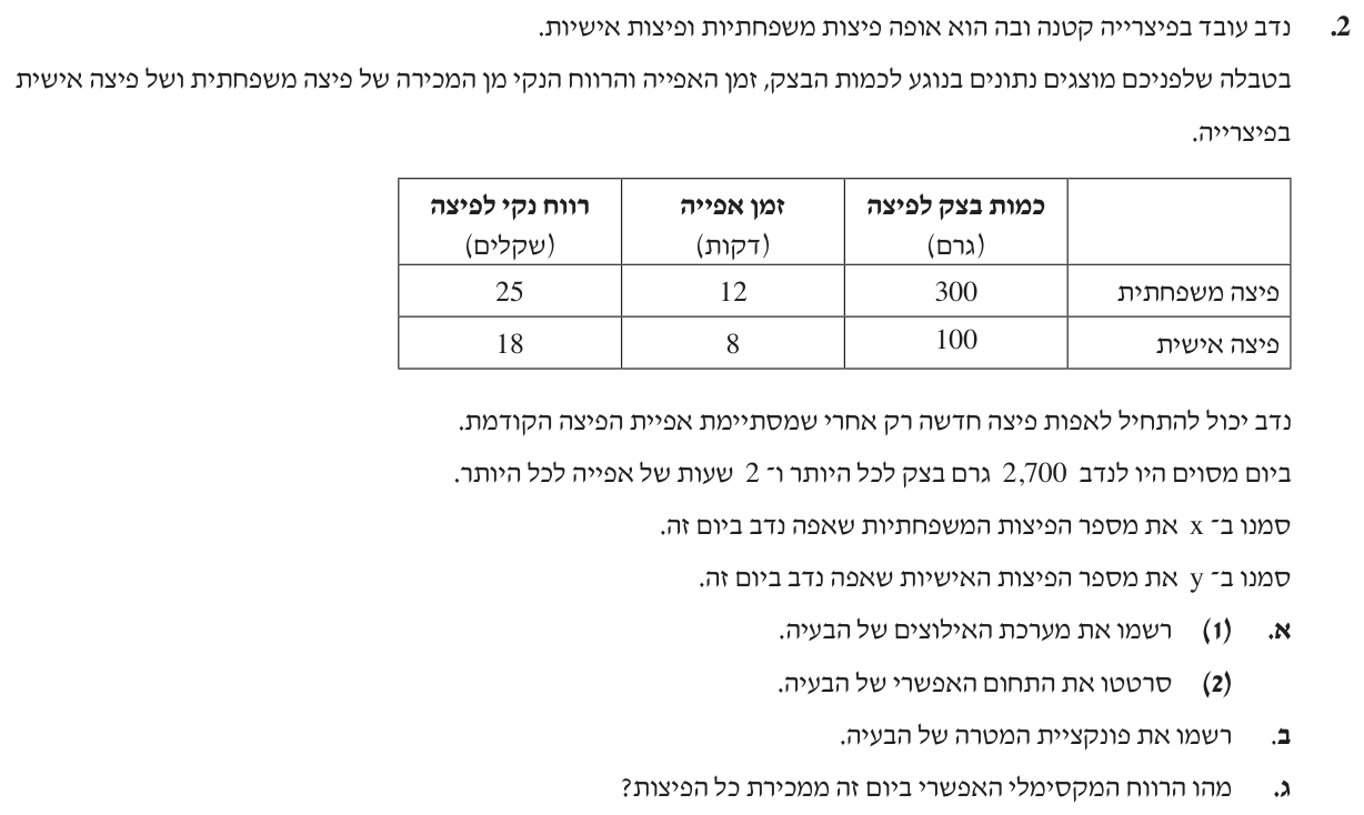 שאלה 2 – קיץ תשפ״ג (2023) – מועד מיוחד